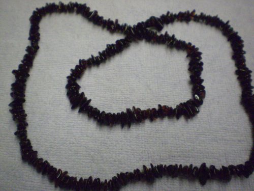 Dark amber necklace, irregularly shaped 